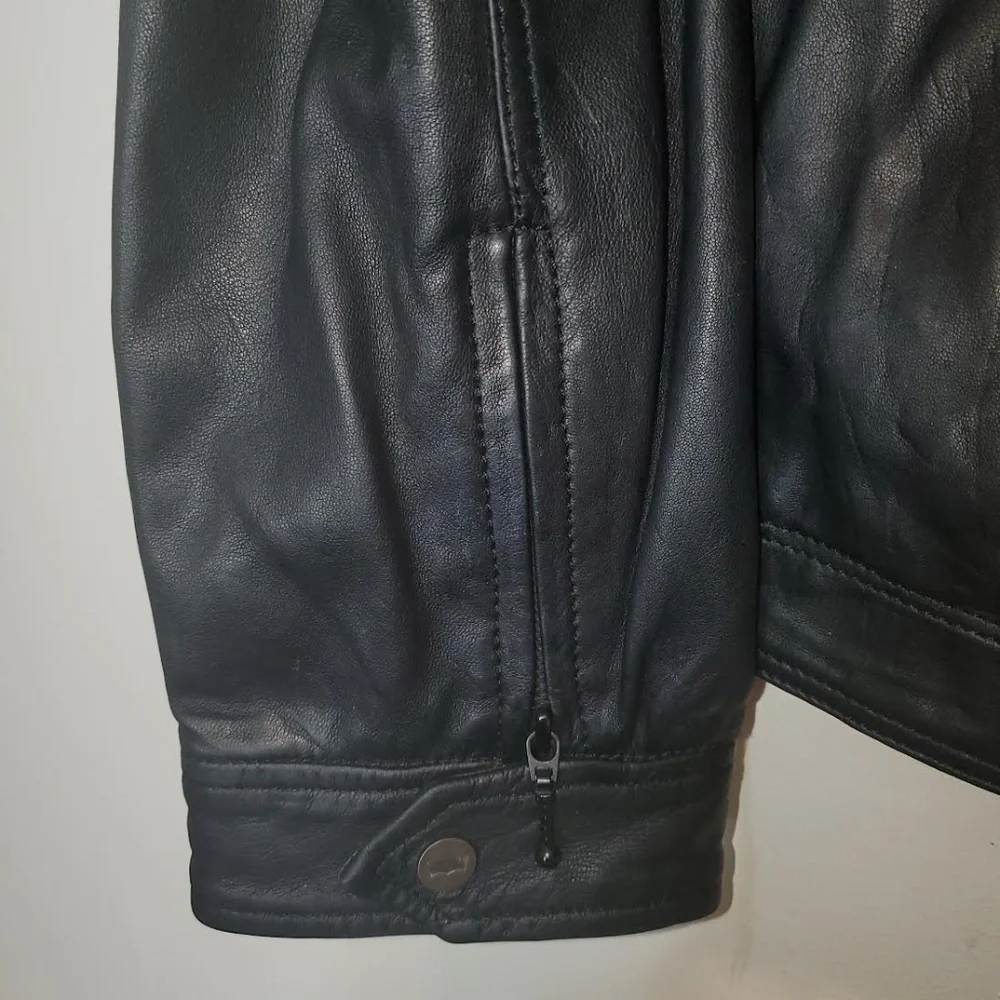 Mens Premium Black Cafe Racer Lambskin Leather Jacket - Picture 9 of 16